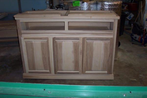 Hickory buffet with granite insets in top