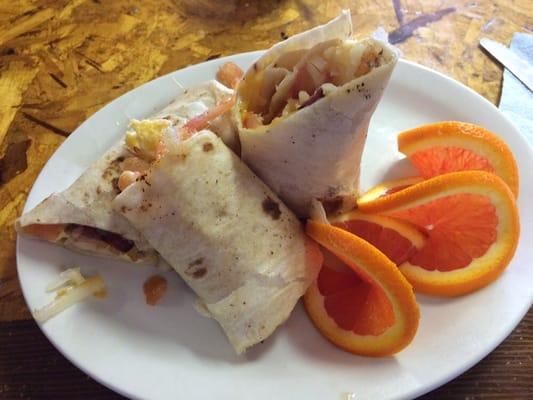 Breakfast burrito with bacon!