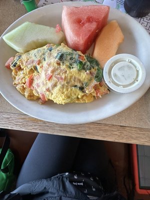 Greek omelette with fruit.