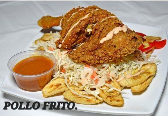 Fried Banana Slice or French Fries served with Pickled Cabbage, Pico de Gallo, Salsa and Dressing+