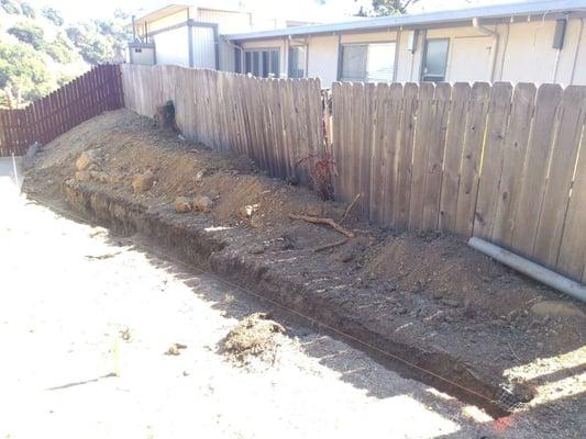 cut trench for footing