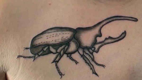 Custom Hercules beetle tattoo