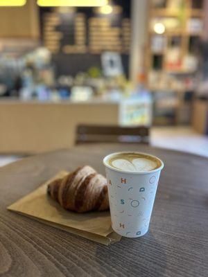 Pandan Latte and plain Croissant