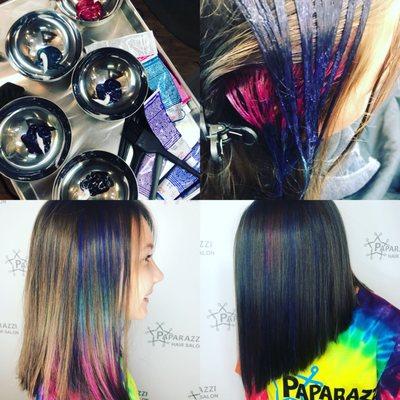 Add some fun to your hair with a rainbow melt.