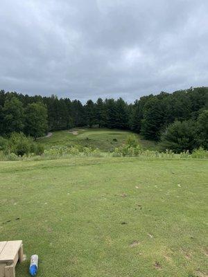 This is hole number eight blue. From the blue tees 170 yard par three. Just a short six iron.