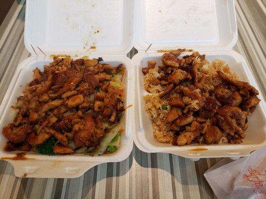 Chicken Teriyaki- double veggies (left) double rice (right)