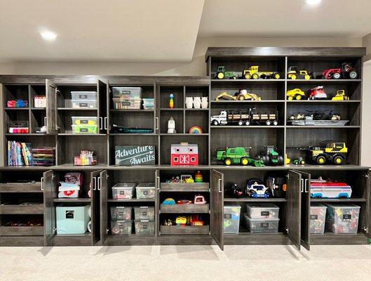 Playroom organization and storage - all labeled so the kids know exactly where to find everything - and where to put it back!