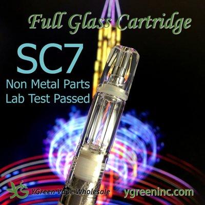 YGreen Full Glass Cartridge, no metal parts come in contact with the oil, pass heavy metal leach test by SC Labs, latest technology