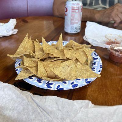 $2 for chips and small cups of salsa flaming hot