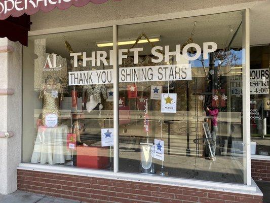 cute "shining stars" display in one of their front windows to honor essential workers & volunteers during COVID-19 12/30/20