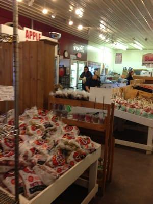 Inside the shop - potatoes, veggies, apple cider, more apples...