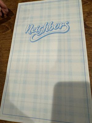 Front of menu