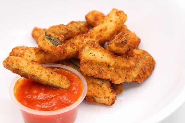 Fried breaded zucchini sticks and Marinara sauce