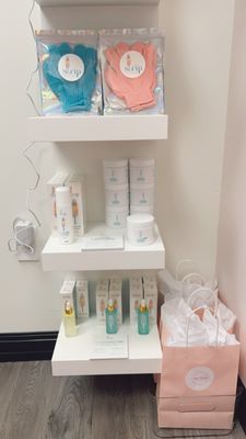 Our after care body products are from Just The Strip. You'll find what you need to keep your waxed skin smooth and free of ingrown or bumps.