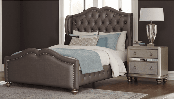 Belmont Upholstered Bedroom Set Metallic Platinum