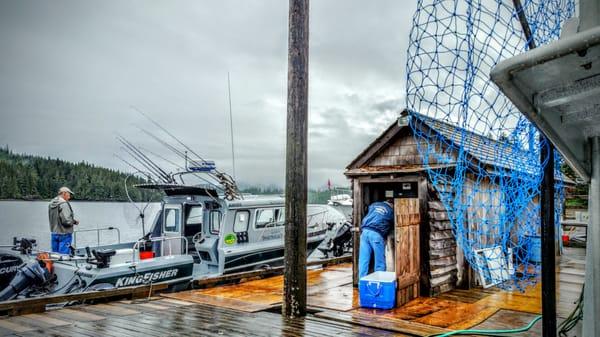 Saltwater fishing form the lodge dock