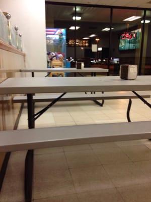 Indoor picnic tables