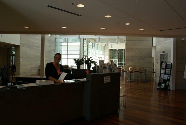 Lisa at the Welcome Center