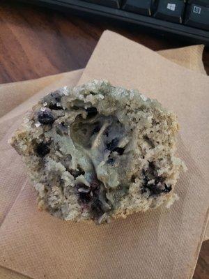 Blueberry muffin, RAW in the middle