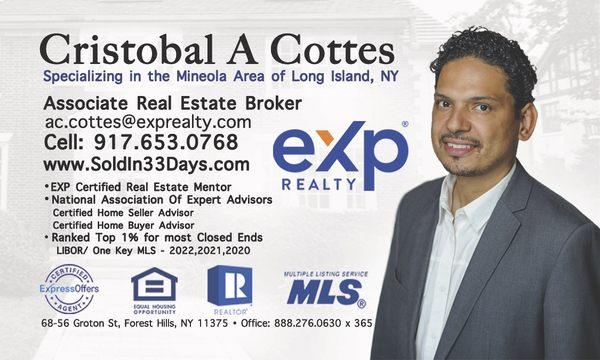 Top Agent Business Card of Cristobal A Cottes of The Cris A.C. Team