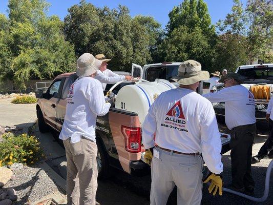 Our team Mixing PHOS-CHEK for application of long-term fire retardant on Homeowner Association Project.