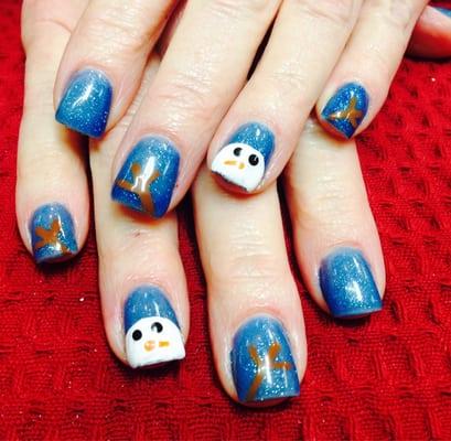 Snowman nails. Nails by Sharlene.