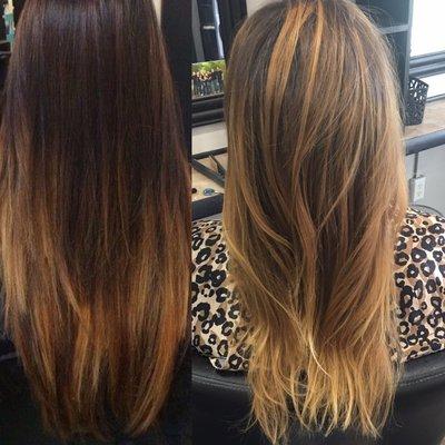 Before (left) After (right) balayage. Done by Melissa 843-655-2754