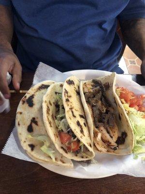 Beef and chicken taco and carne asada