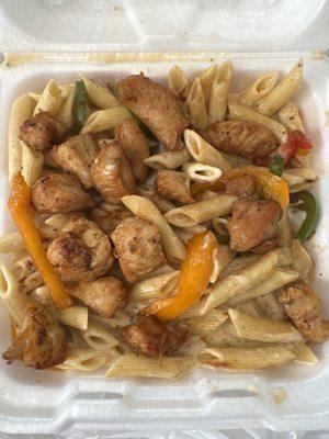 Chicken was so hard and dry pasta was salty and the sauce was watery this use to be my favorite pasta from them when they was on 7th ave