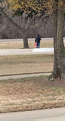 Big grounds taking card of! Someone picking up trash.... please help this guy, PICK UP AFTER YOUR PETS!