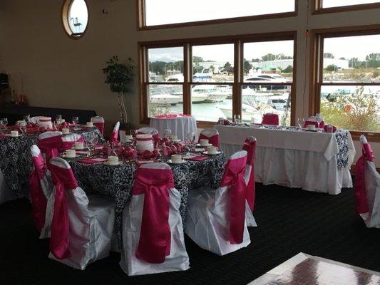 Sweetheart table next to windows