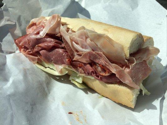 Look at this thing, it's beautiful! Every bite fantastic fresh and flavorful. Add to that the great price and friendly deli owner A++