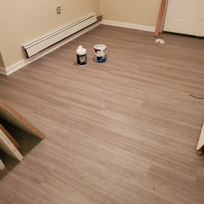 Great Install at my rental!!! Vinyl Floating floor, easy clean up and great styles.