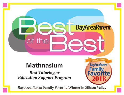 2018 "Best of the Best" as voted by readers of the Bay Area Parent Magazine.