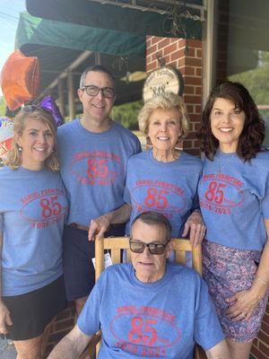 Johnny and the family (Jeanie, Will, Betty and Melissa) at our 85th anniversary celebration.