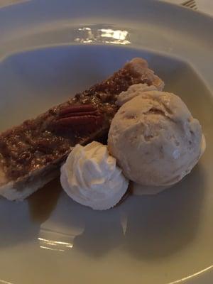 Pecan pie with bananas foster ice cream