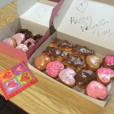 This place is so great, the people are very sweet also. Valentine's Day donuts!