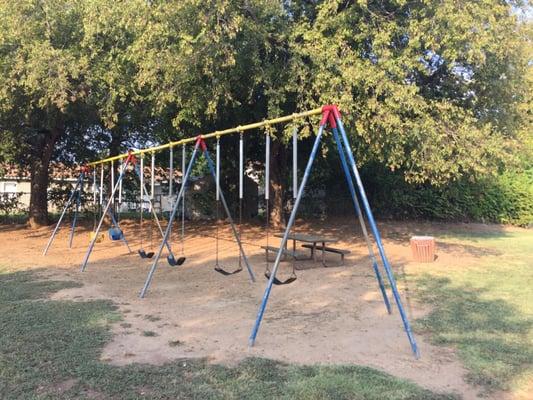 Swings and picnic table