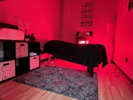 Red light therapy treatment room