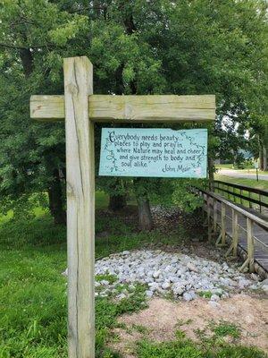 Sign near the stairs