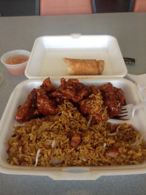 General Tso's chicken, egg roll and pork fried rice for $7.75