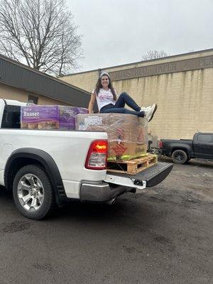 Katie loading up her pallets!