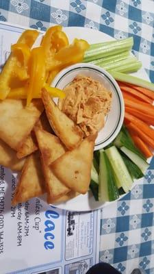 Great home made hummus with more veggies than you can handle