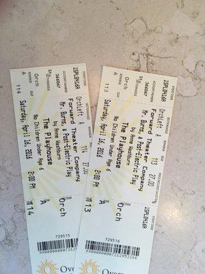 Tickets to see "Mr. Burns - A Post-Electric Play" by Anne Washburn