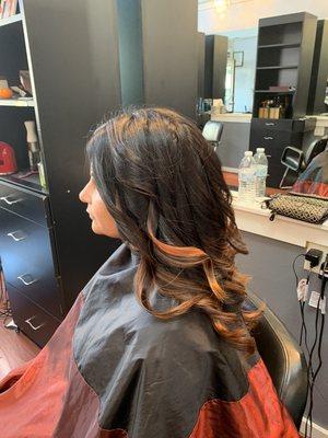 Root touch up and balayage highlights