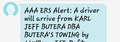 text alert about my emergency road side assistance