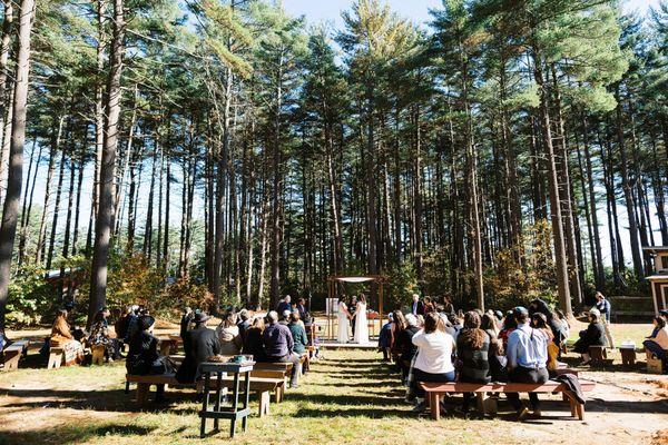 The Oak Chuppah fitting in beautifully with the scenery!