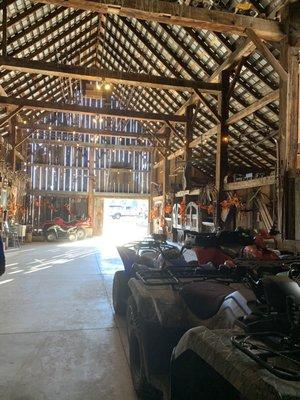 Inside barn