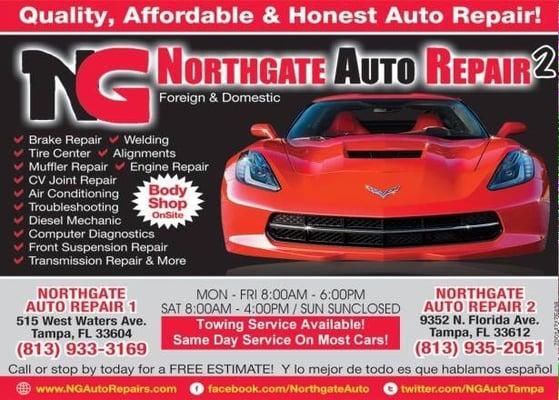 Come and get your A/C checked @ Northgate Auto, we count with the latest technology in scanner diagnostics Versus Snap On!!