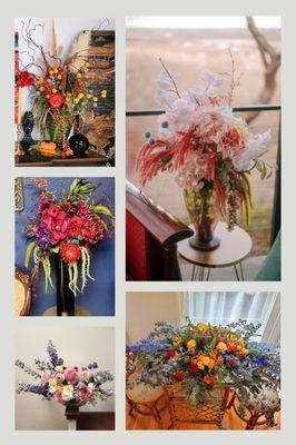 Silk flower arrangement rentals available.  Custom order yours today!